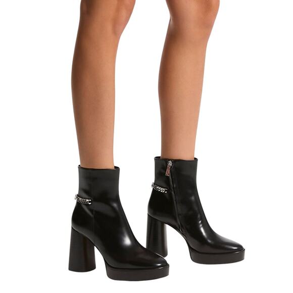 Michael Kors Carlisle Black Leather Platform Heel Boot, size US 8 NWT - Picture 1 of 6